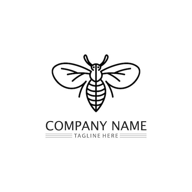 Honey and bee icon logo vector animal design and illustration