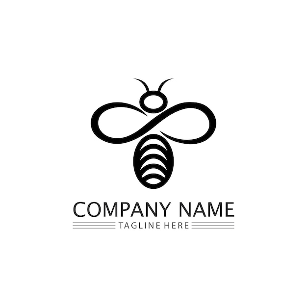 Honey and bee icon logo vector animal design and illustration