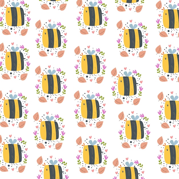 Honey bee kids cute pattern