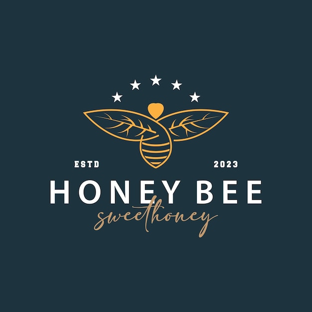 Дизайн Логотипа Медоносной Пчелы. Шаблон векторной иллюстрации насекомых.