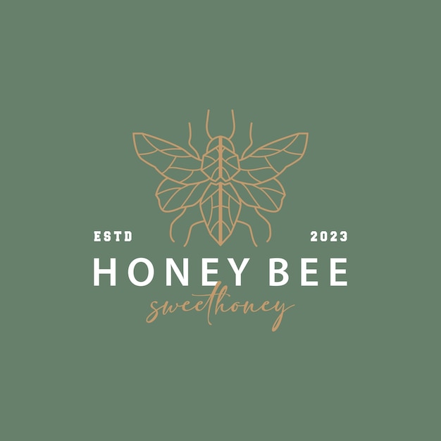 Honey Bee Logo Design Insect Vector Illustration Template