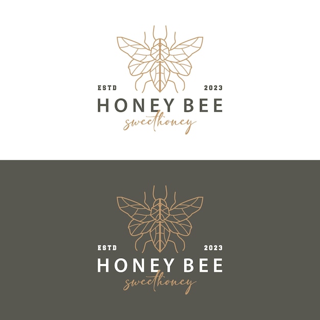 Honey Bee Logo Design Insect Vector Illustration Template