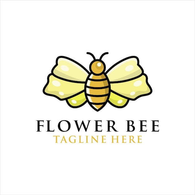 라인 아트 스타일의 Honey Bee 로고 디자인 영감.