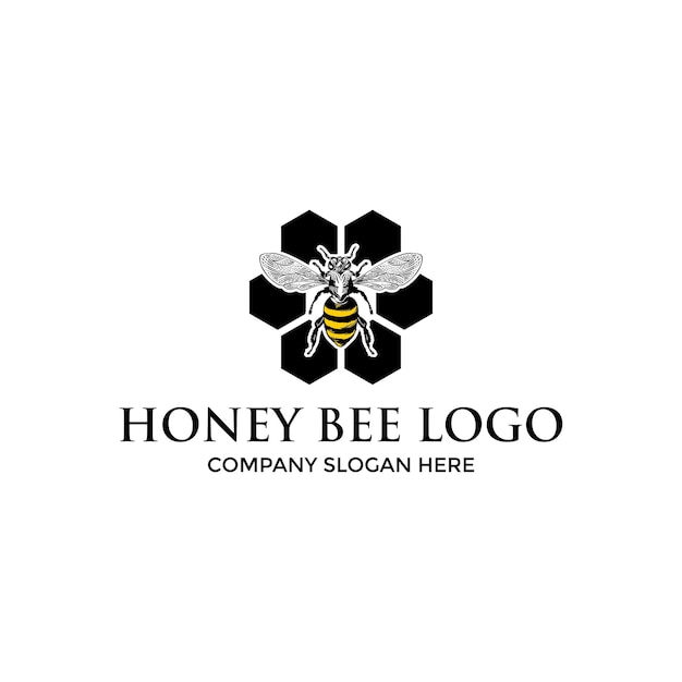 Honey bee logo design template