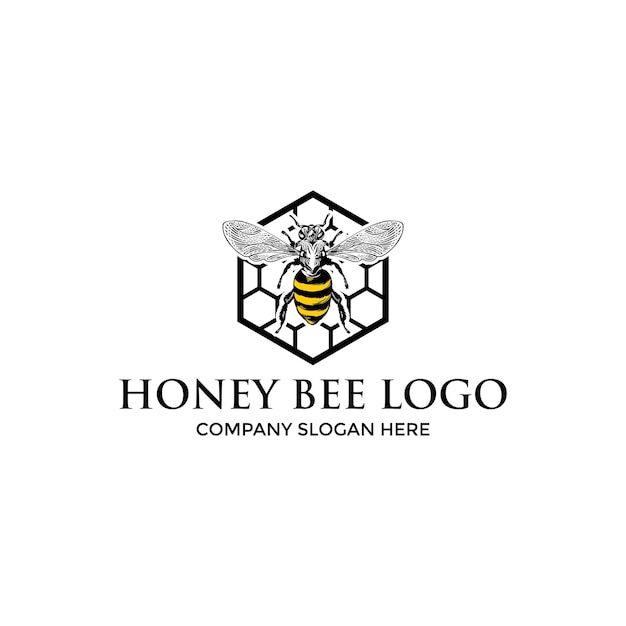 Honey bee logo design template