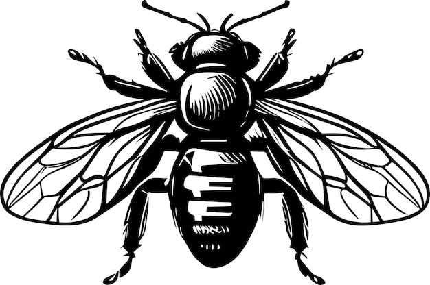 Vector honey bee logo monochrome design style