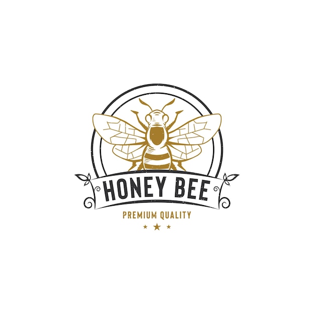 Honey bee logo template isolated on white