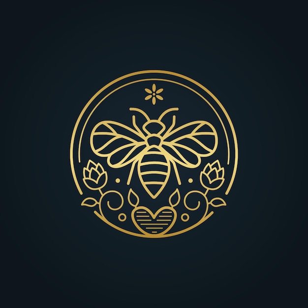 Вектор Медоносная пчела орнамент винтажный вектор логотипа