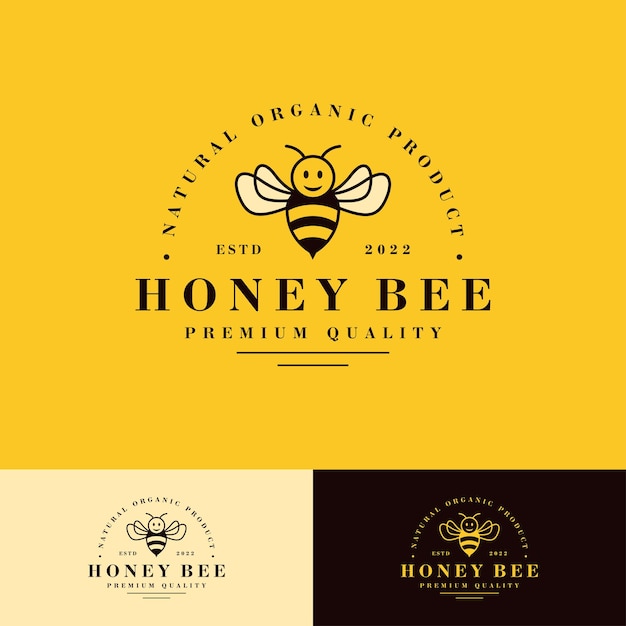 Honey Bee retro vintage logo template design