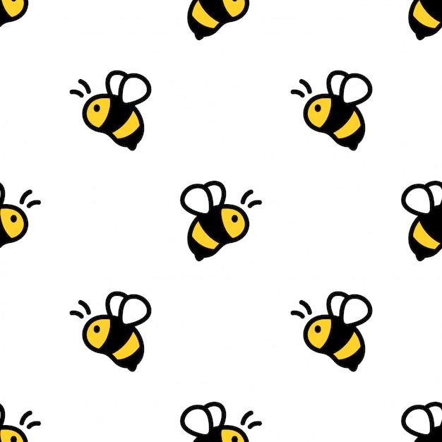向量蜜蜂无缝模式卡通插图