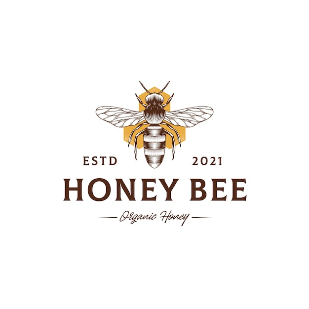 Vector honey bee vintage logo sjabloon