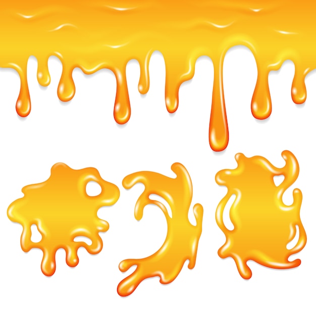 Vector honey blots sweet splashes and drops set