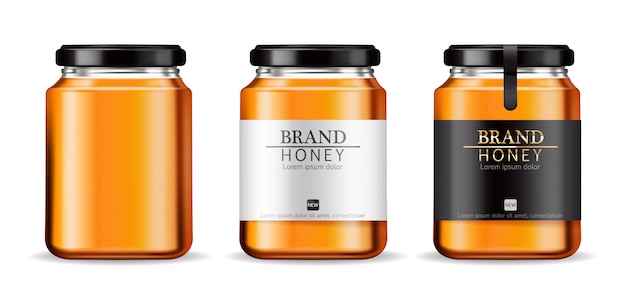 Vector honey bottles