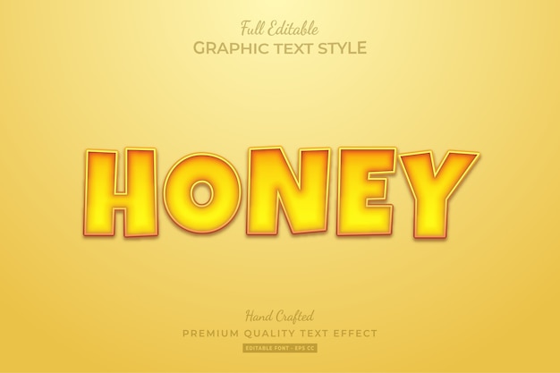 Honey cartoon bewerkbaar premium teksteffect