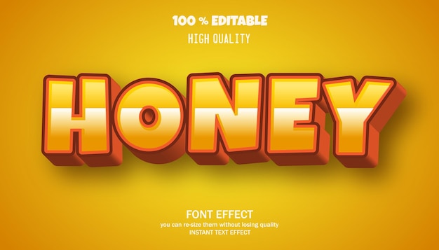 honey cartoon style editable text effect