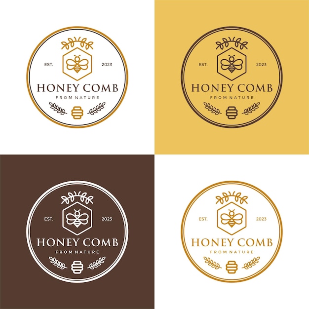 Modello di progettazione del logo honey comb from nature