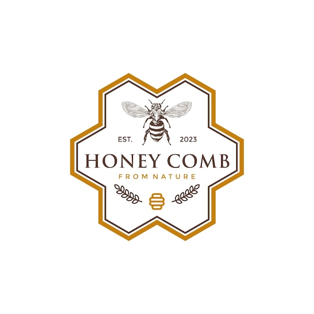 Vettore disegno del logo honey comb from nature