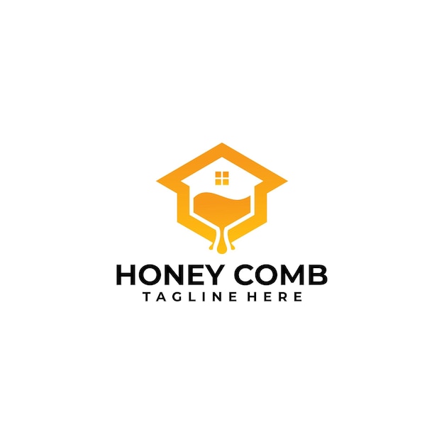 Honey comb logo concept honey home design template