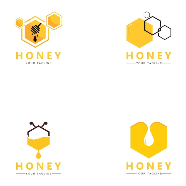 Honey comb logo icon bees vector design