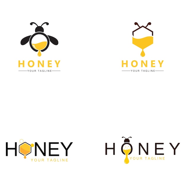 Honey comb logo icon bees vector design