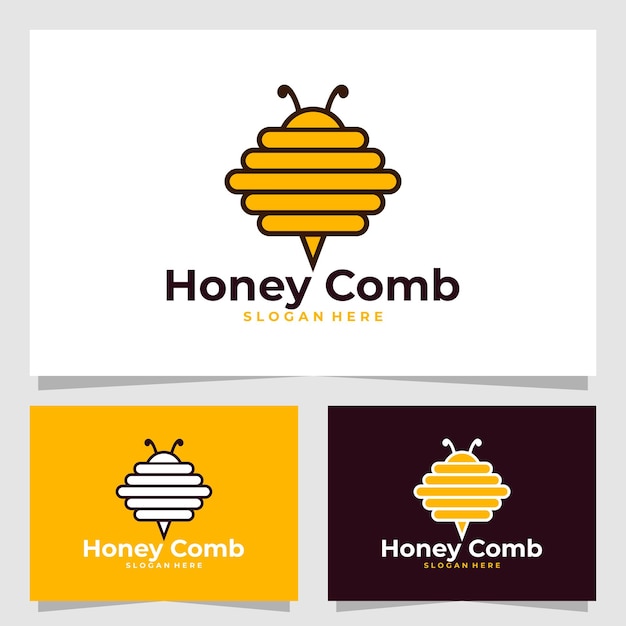 Modello di disegno vettoriale con logo a pettine di miele