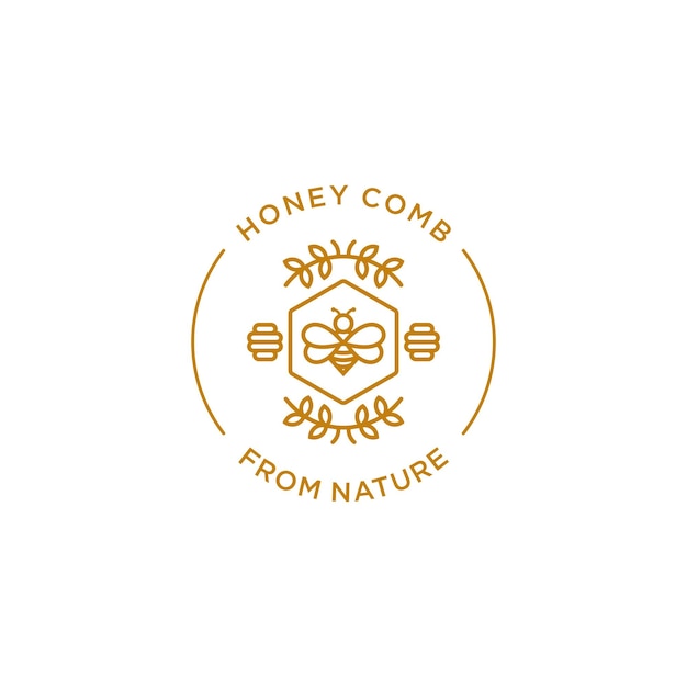 Vettore modello di progettazione del logo honey comb nature