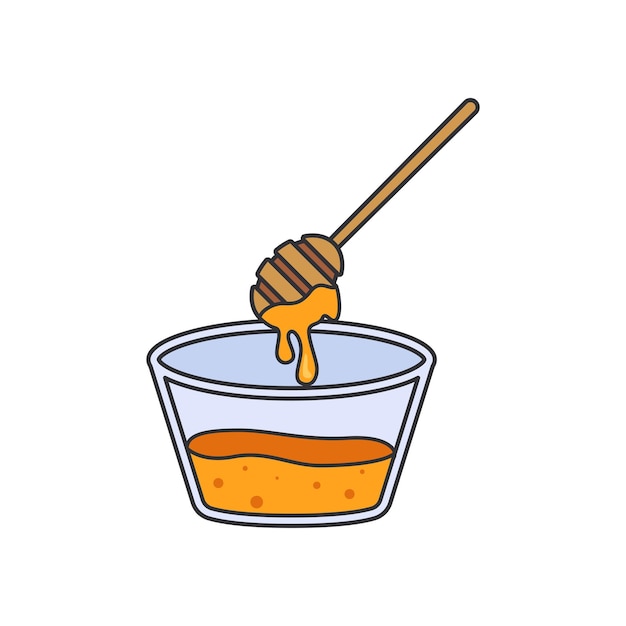 Honey dipper in glass bowl