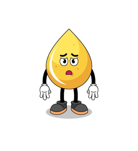 Honey drop cartoon illustration with sad face