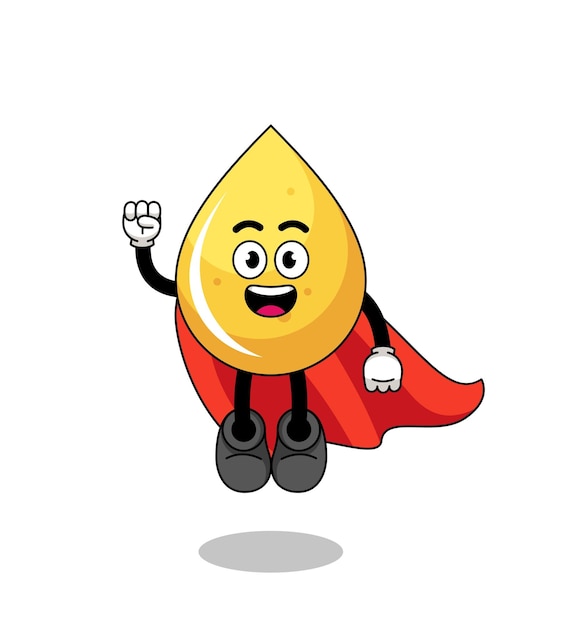 Honey drop cartoon with flying superhero