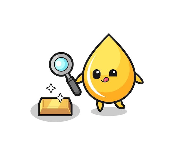 Honey drop character is checking the authenticity of the gold bullion