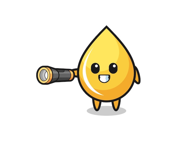 Honey drop mascot holding flashlight cute design