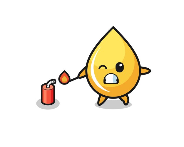 Honey drop mascot illustration playing firecracker , cute design