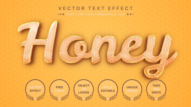 Стиль шрифта с редактируемым текстовым эффектом honey