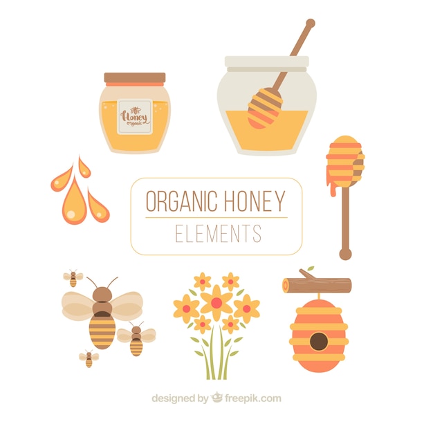 Honey equipment in flat design 