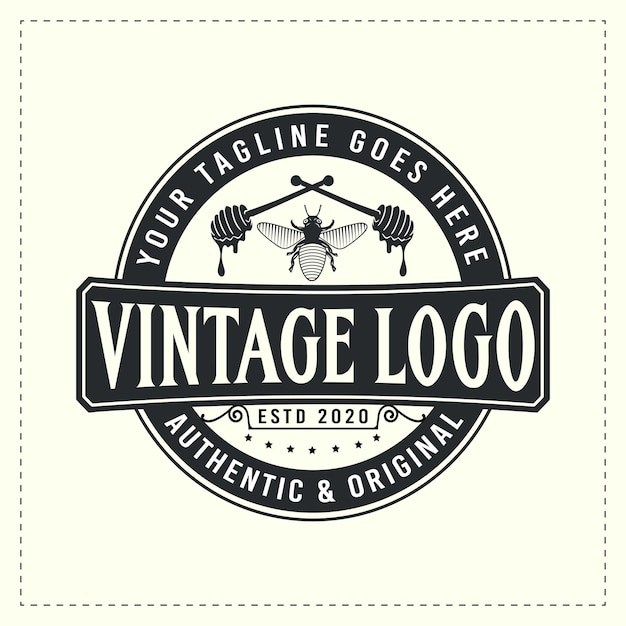 honey farm honey bee retro vintage logo design