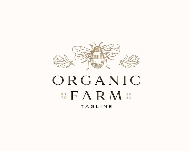 Honey Farm Logo Template, Bee Honey Logo, Bee logo, Bee vector, Bee illustration