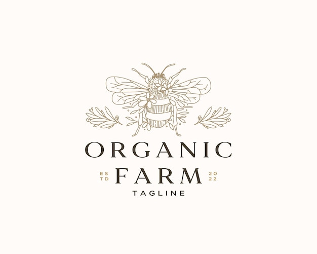 Honey Farm Logo Template, Bee Honey Logo, Bee logo, Bee vector, Bee illustration