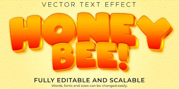 Vector honey food text effect; editable organic and sweet text style