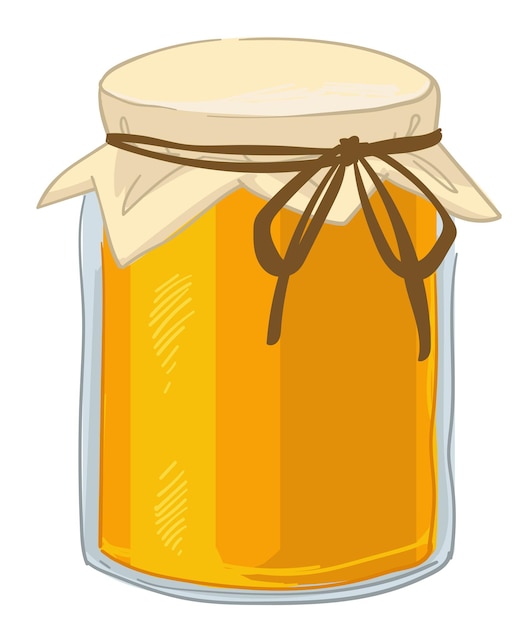 Vettore miele in vasetto di vetro con filo prodotto biologico