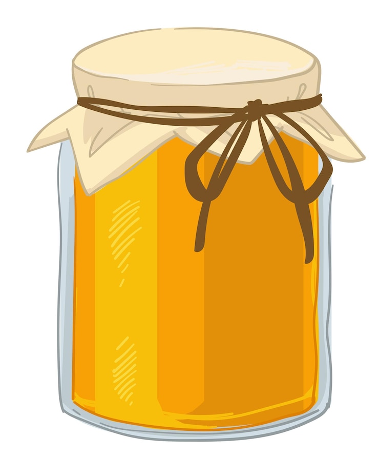 Vector honey in glass jar with thread organic product