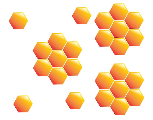 Vector honey hexagon background isolated on white background