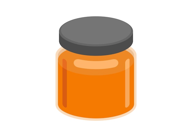 Honey in honey jar Simple flat illustration