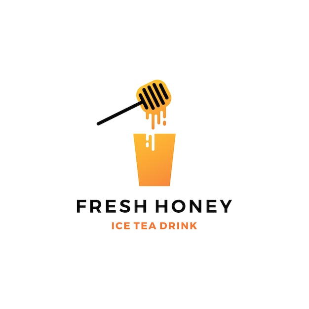 Logo della bevanda della bolla della tazza di tè del ghiaccio del miele