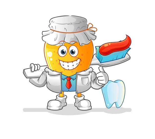 Honey jar dentist illustration. character vector