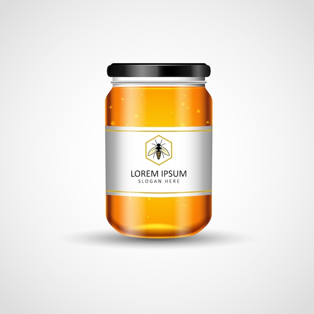 Honey jar mock up product placement label design vector illustration