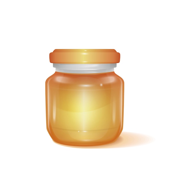 Honey jar realistic with delicious honey in 3d illustration