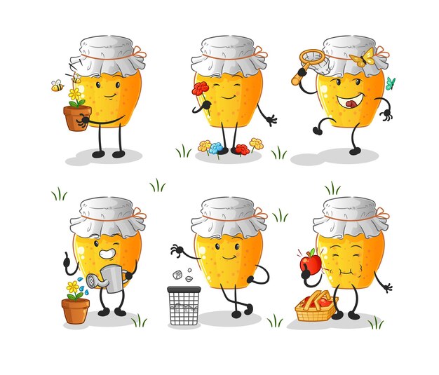 Honey jar save the earth group. cartoon mascot