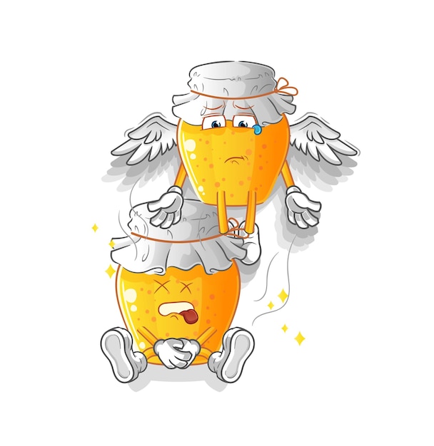 Vector honey jar spirit leaves the body mascot. cartoon vector