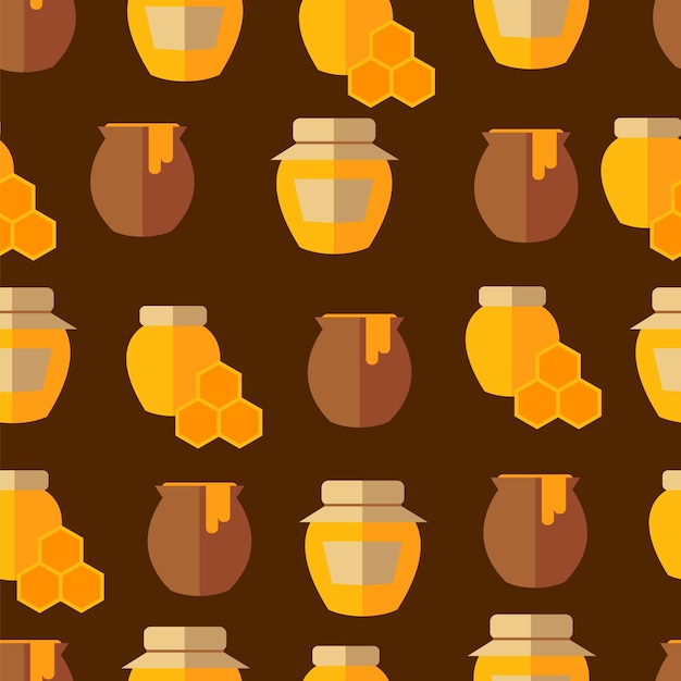 Honey jars or pots. Seamless pattern