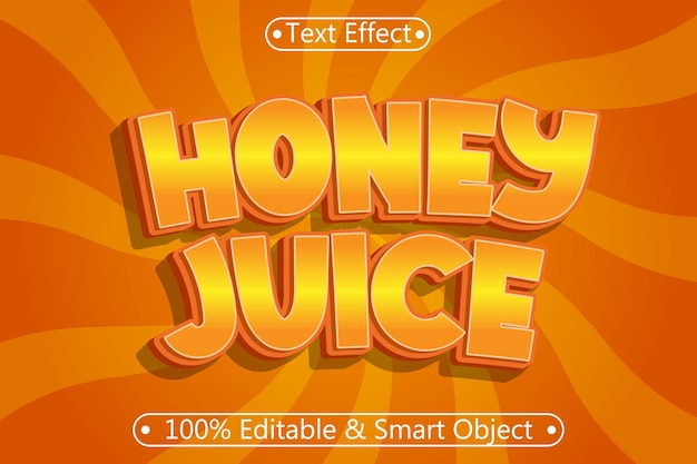 Honey Juice Editable Text Effect 3 dimension Emboss Cartoon Style